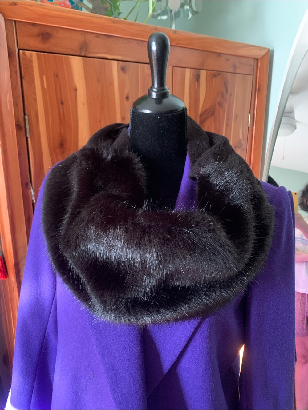 CAbi Black Faux Fur Infinity Scarf